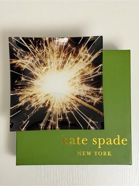 kate spade Black & Gold Sparkler Decorative Plate with Green Box